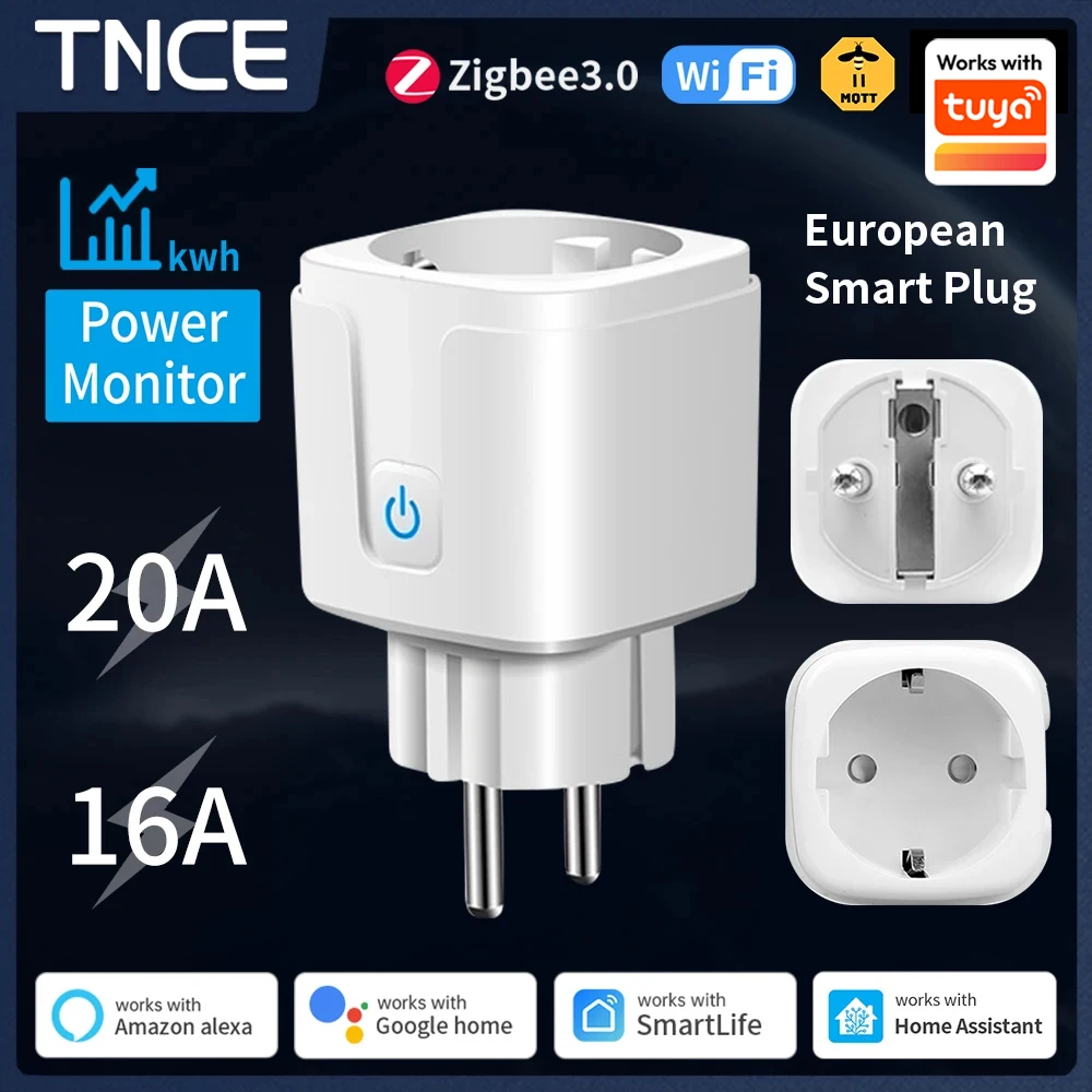 TNCE TUYA 스마트 플러그 WiFi/Zigbee 소켓 EU 16A/20A 전력..