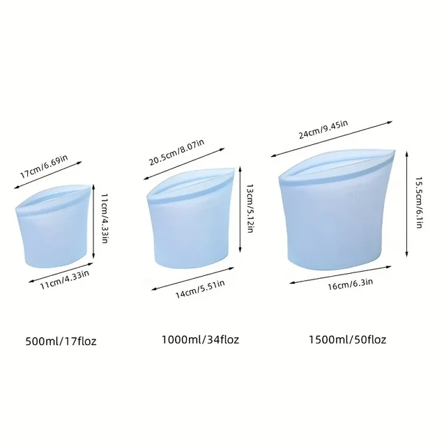 3 pièces sac de stockage des aliments en Silicone sac à fermeture éclair debout réutilisable conteneurs étanches sac frais sac de stockage des aliments sac à fermeture éclair d'enveloppe fraîche 6