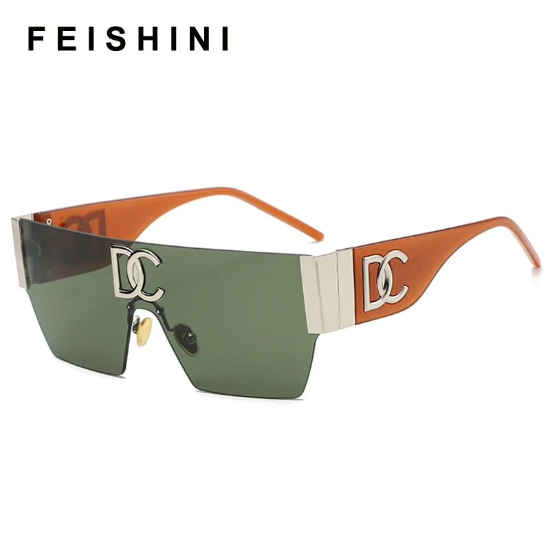 

Популярные Элегантные узкие солнцезащитные очки FEISHINI большого размера для мужчин и женщин винтажные брендовые Модные солнцезащитные очки без оправы UV400 для женщин