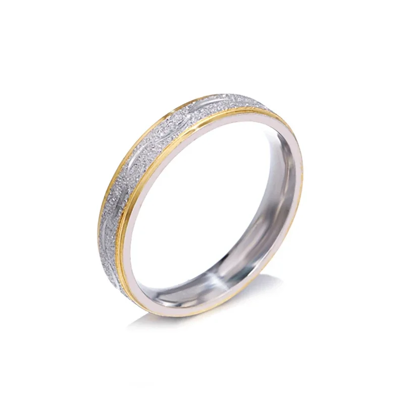Engagement Rings 4mm Couple Lover Women Men Stainless Steel Zircon Korean Style Jewelry Wedding WC033