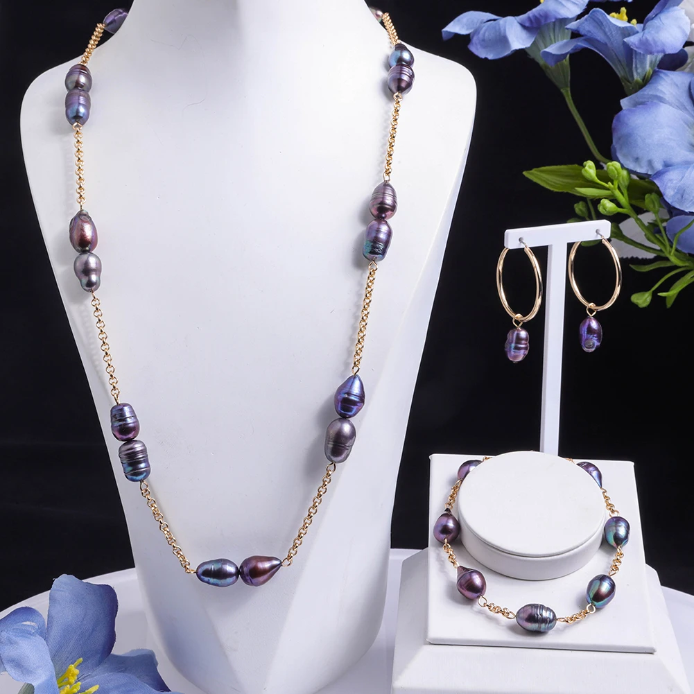 Cring Coco Pearl Jewelry Sets Hawaiian Freshwater Pearls Hoop Earrings 2024 Trend Women's Accessories Necklace Sets for Women