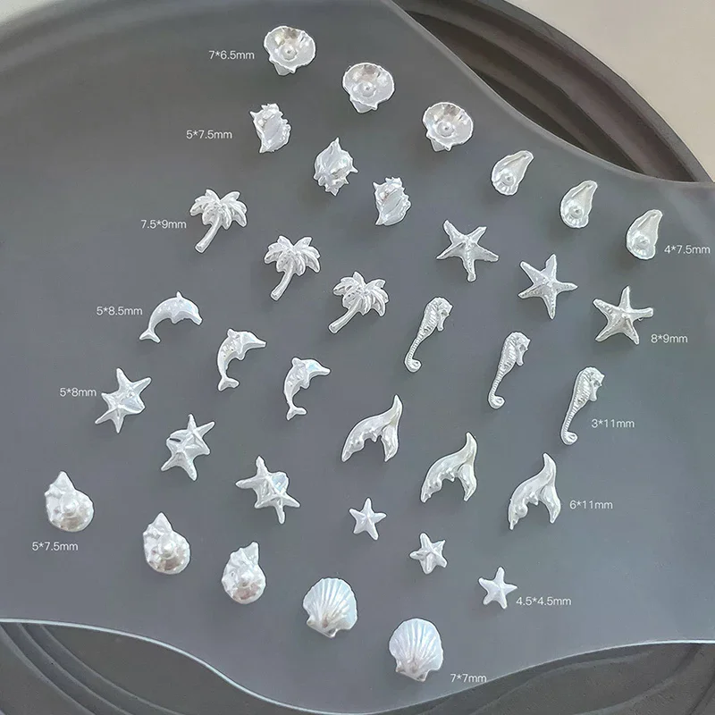12Grid 60Pcs Ocean Series Nail Charms Ice-Clear Resin Seashell Starfish 3D Mixed Shells DIY Manicure Decorations