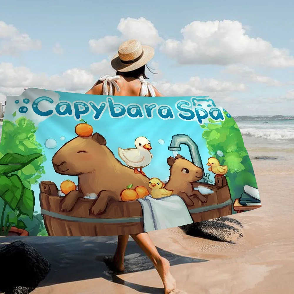 Cartoon Capybara Big Microfiber Beach Towels Quick Dry Towel Sand Beach Towels Pool Towel for Travel Swim Pool Yoga 2