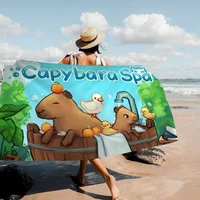 Cartoon Capybara Big Microfiber Beach Towels Quick Dry Towel Sand Beach Towels Pool Towel for Travel Swim Pool Yoga 2