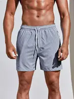Funny 3D Stripe Print Male Shorts Summer Beach Vacation Swimming Shorts Fashion Drawstring With Pockets Gym Shorts Casual Shorts 1