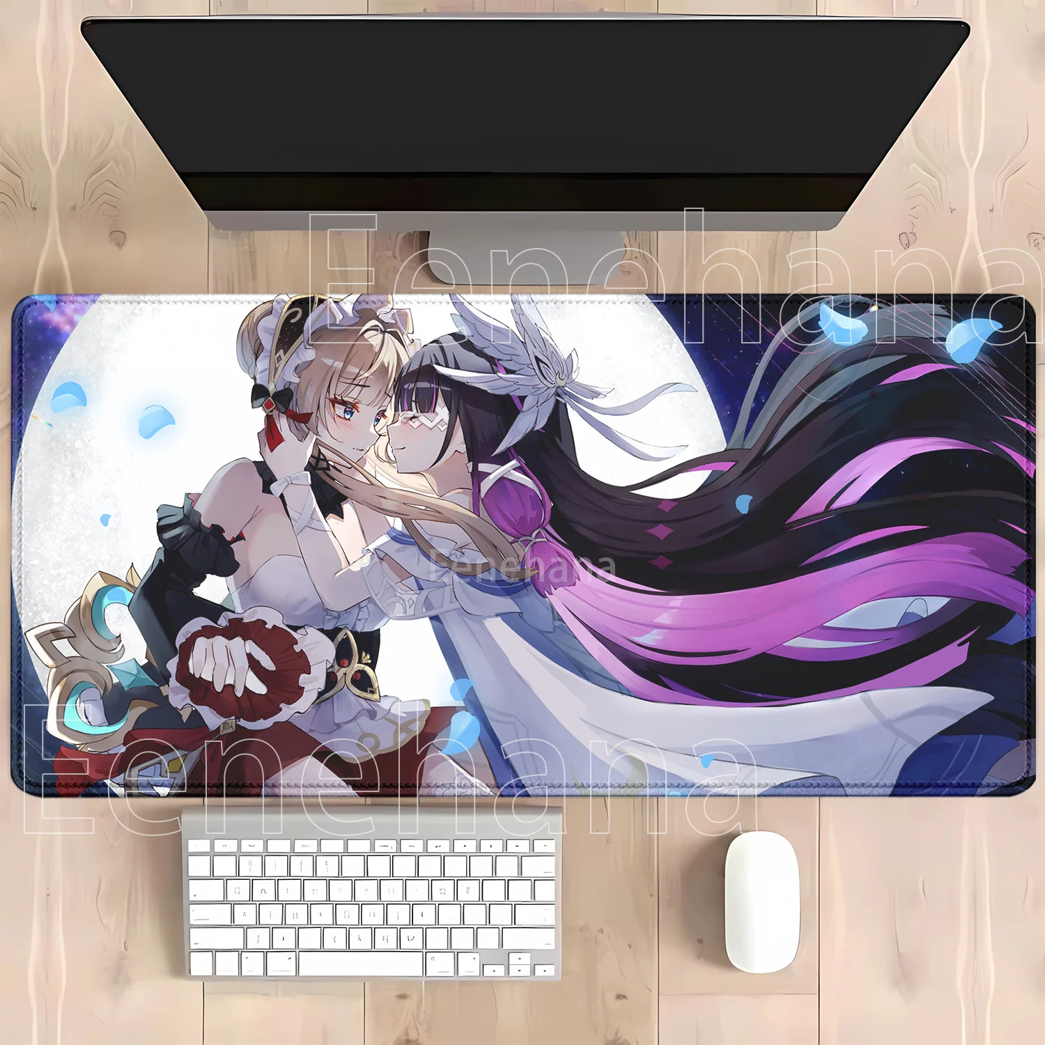 Genshin Impact Anime Kawaii Girl Gaming Mouse Pad - HD Print Desk Mat, Rubber Office Carpet with Overlock Edges