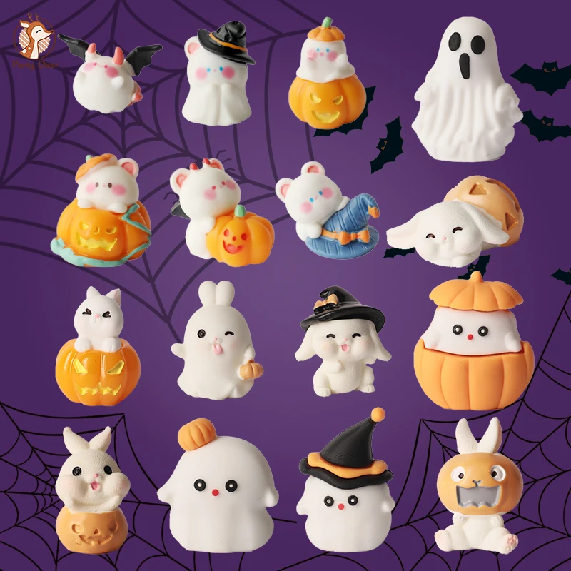 Halloween-Kuchenaufsatz, Kürbis, Junge, Mädchen, Geisterburg, Spukhäuser, Cupcake-Aufsatz für fröhliche Halloween-Partyzubehör, lustige Puppen