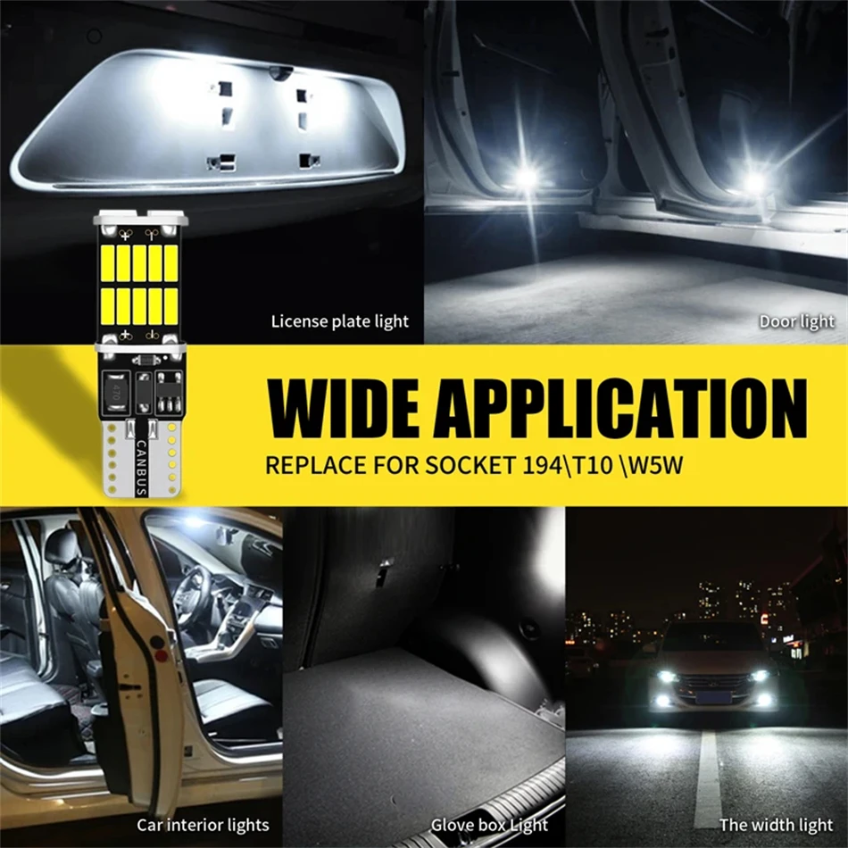 Luces Led Canbus para Interior de coche, accesorios de lámparas traseras IP67, T10 W5W 2/6/10/20/30 piezas, 168, 194, 6000K, sin Error, 26SMD