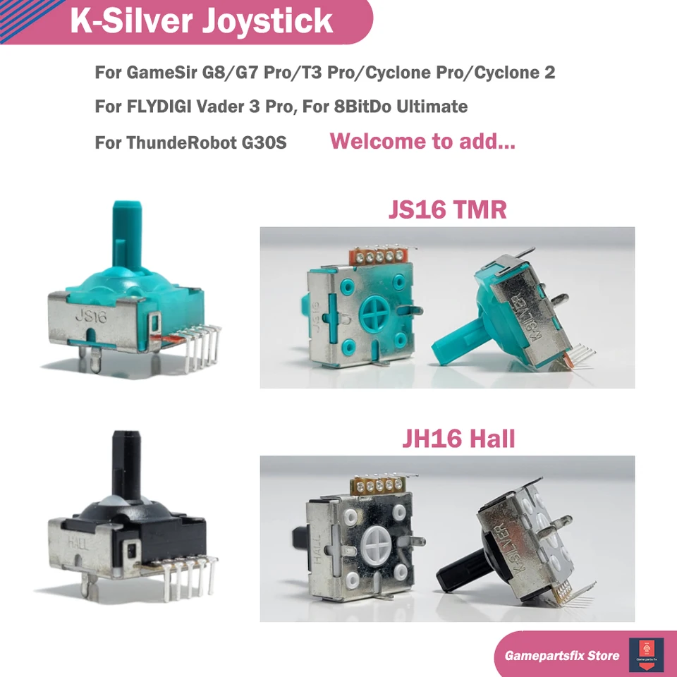 2/10個 K-Sliver JH16 ホール効果ジョイスティック JS16 TMR