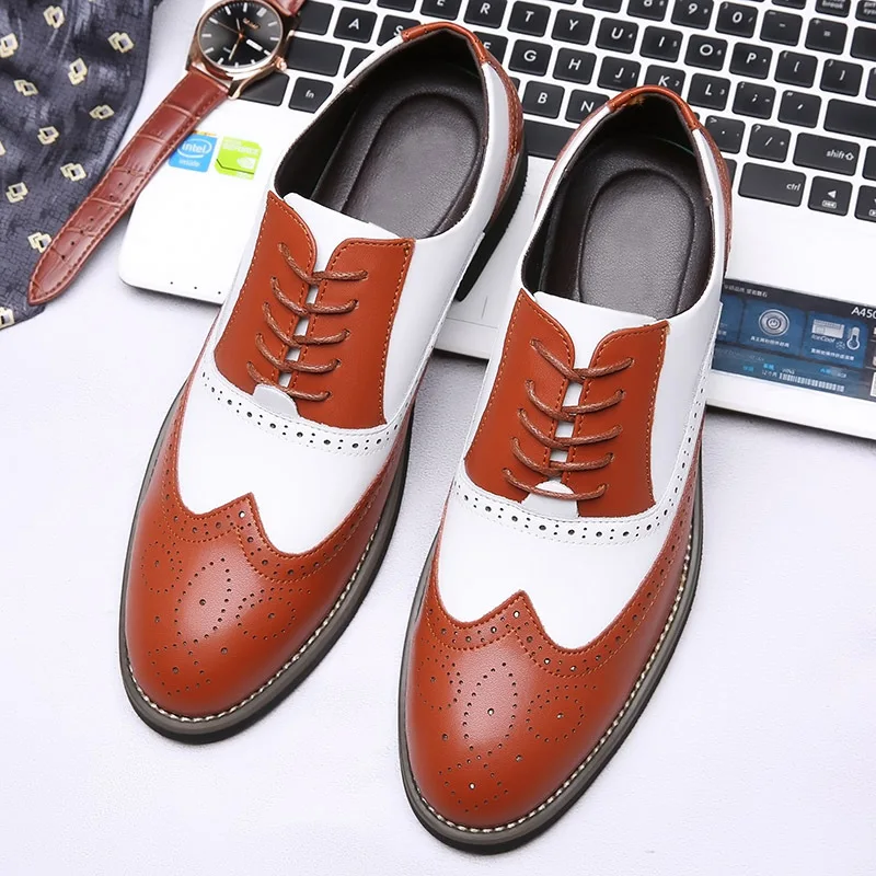 Men Dress Shoes Genuine Leather Fashion Groom Wedding Shoes Luxury Italian Style Oxford Mens Business Office Work Footwear