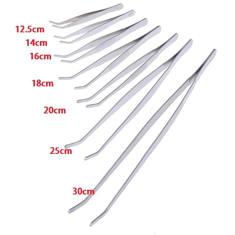 Stainless Multifuctional Steel Elbow Tweezers Aquarium Clear Clip Tool Medical Repair Tools 12.5/14/16/18/20/25/30cm tweezer tool