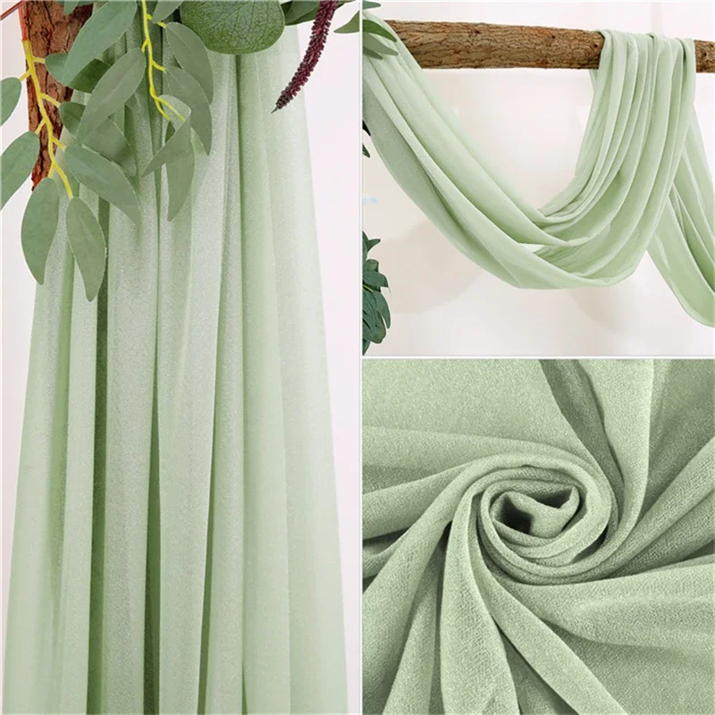 Chiffon Wedding Arch Draping Fabric Backdrop Curtain for Ceremony Party Decor 75*600CM