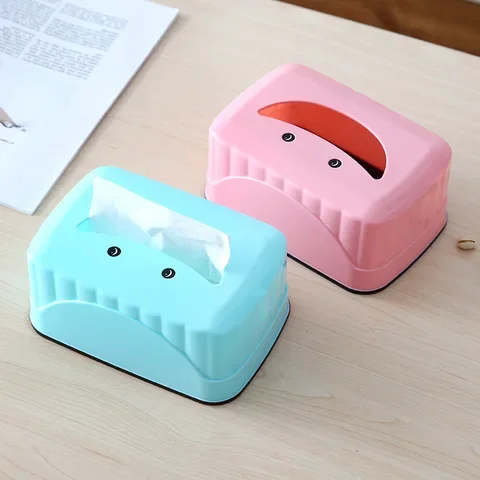 

1Pcs Adorable PP Smiling Face Tissue Holder Case Wet Tissue Napkin Box Baby Wipes Storage Case Home Room Storage Organizer