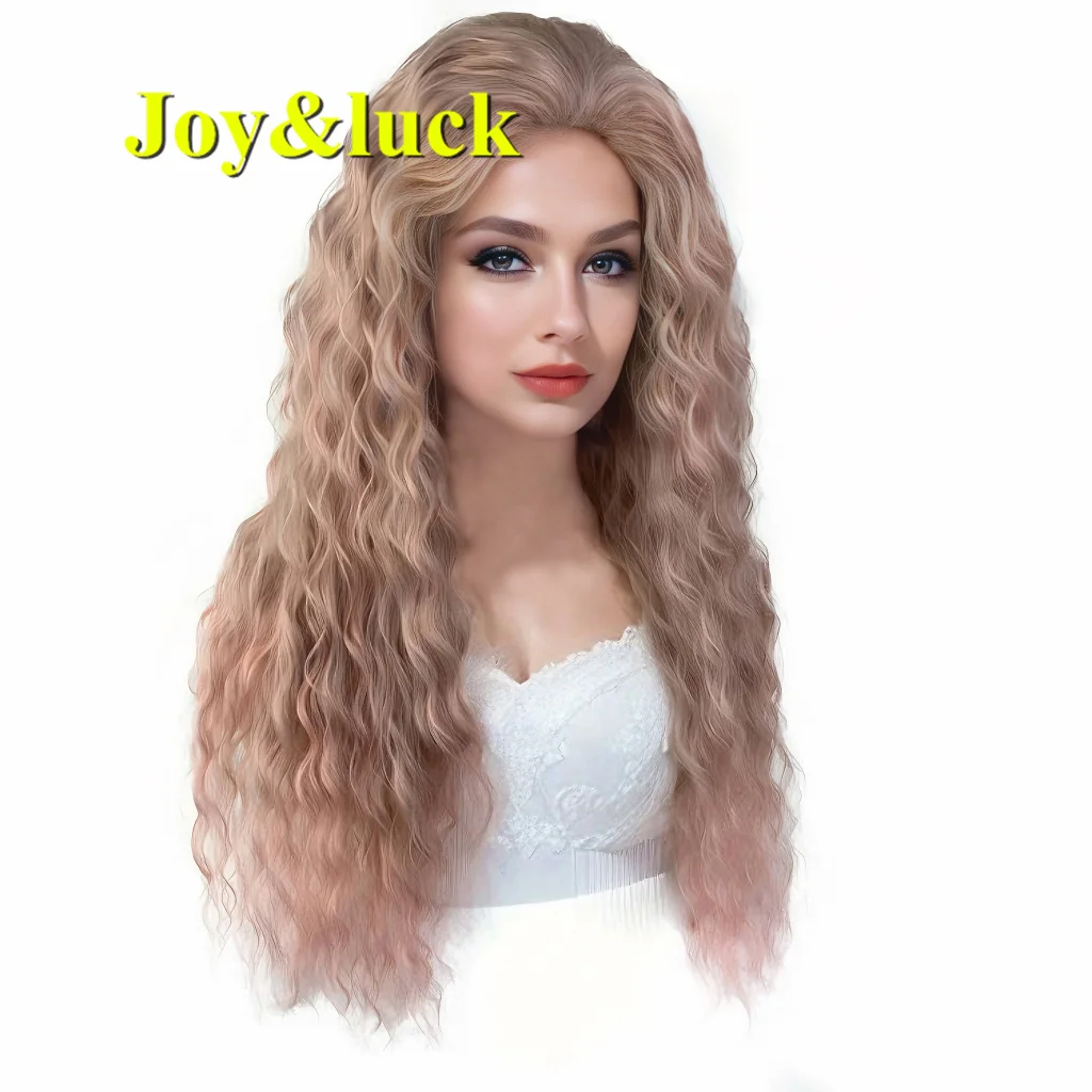 Synthetic Long Pink Wig Cosplay Women Wig Fashion Good Quality Orange Soft Natural Curly Hot Sell Party Hair