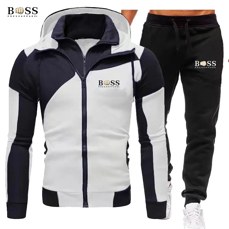 2024 Autumn And Winter Men's Zippered Jacket Hooded Pullover+sports Pants Sports Casual Jogging Sportswear Two-piece Set