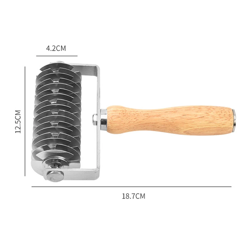 Stainless Steel Dough Roller Cutter Wood Handle Pizza Slicer Pie Cookies Pull Mesh Wheel Knife Pastry Tools Kitchen Accessories