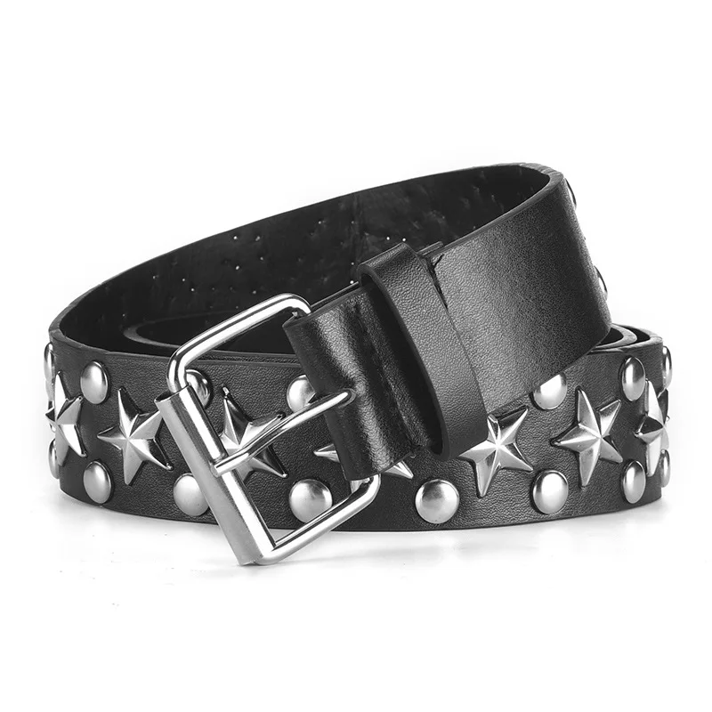 Star Studded Faux Leather Gothic Belt, Rivet Y2k Punk Hip Hop Belt