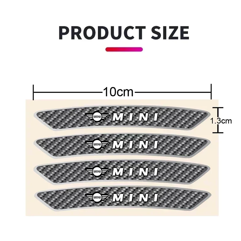 4개 자동차 휠 허브 림 스티커 자동차 장식 데칼 카본 파이버 스티커 미니 쿠퍼 S R50 R52 R53 R55 R56용 자동차 액세서리