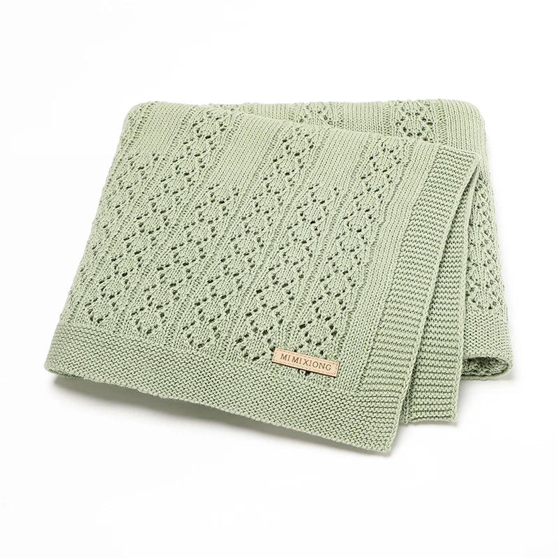 

Cotton Baby Blanket Knitted Newborn Boy Girl Hollow Out Bedding Plaid Crib Quilt 100*80 CM Infant Stroller Swaddling Soft Covers