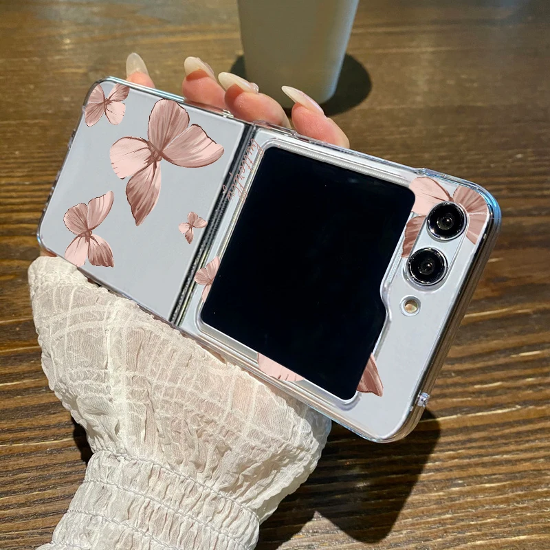 Transparente Handyhülle mit Schmetterlingsmuster für Samsung Galaxy Z Flip5 Flip6, transparente, harte Klapphülle für Samsung Z Flip 6 5 4 3 5G_voghion.com