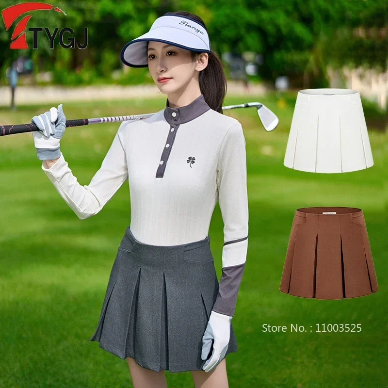 TTYGJ Korean Version Golf Clothing Women Academy Style Short Skirt High Waist Ladies Pleated Skirt Vintage Casual Golf Skorts