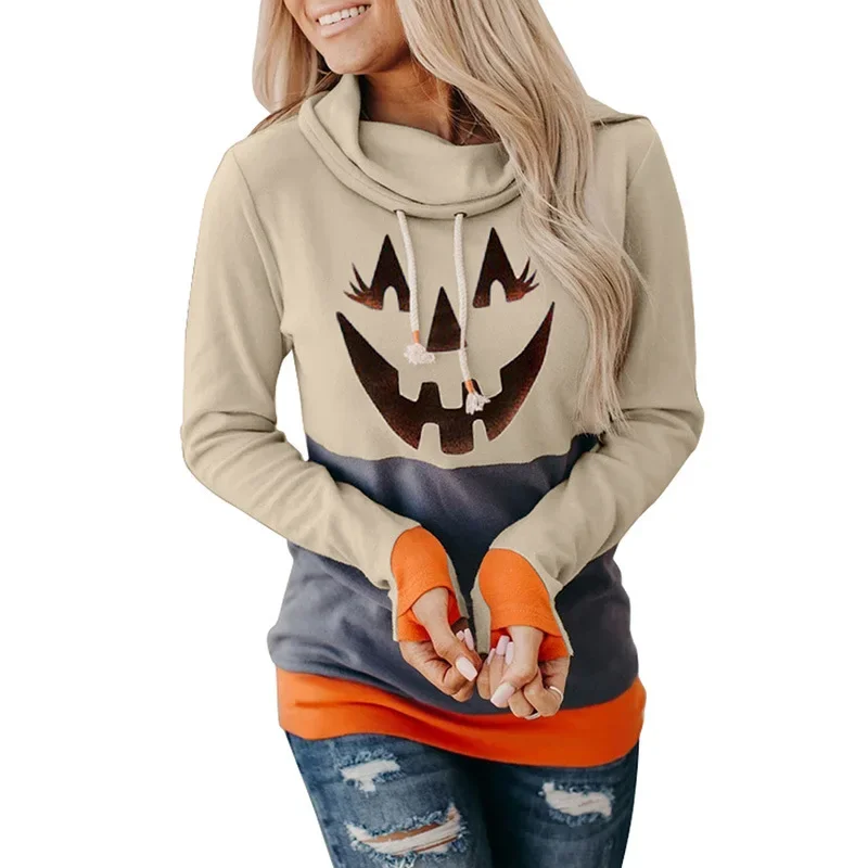2024 Winter Autumn Casual Women Halloween Horror 3D Print Hooded Sweatshirt Party Long Sleeve Pullover Lady Loose Fashion Hoodie