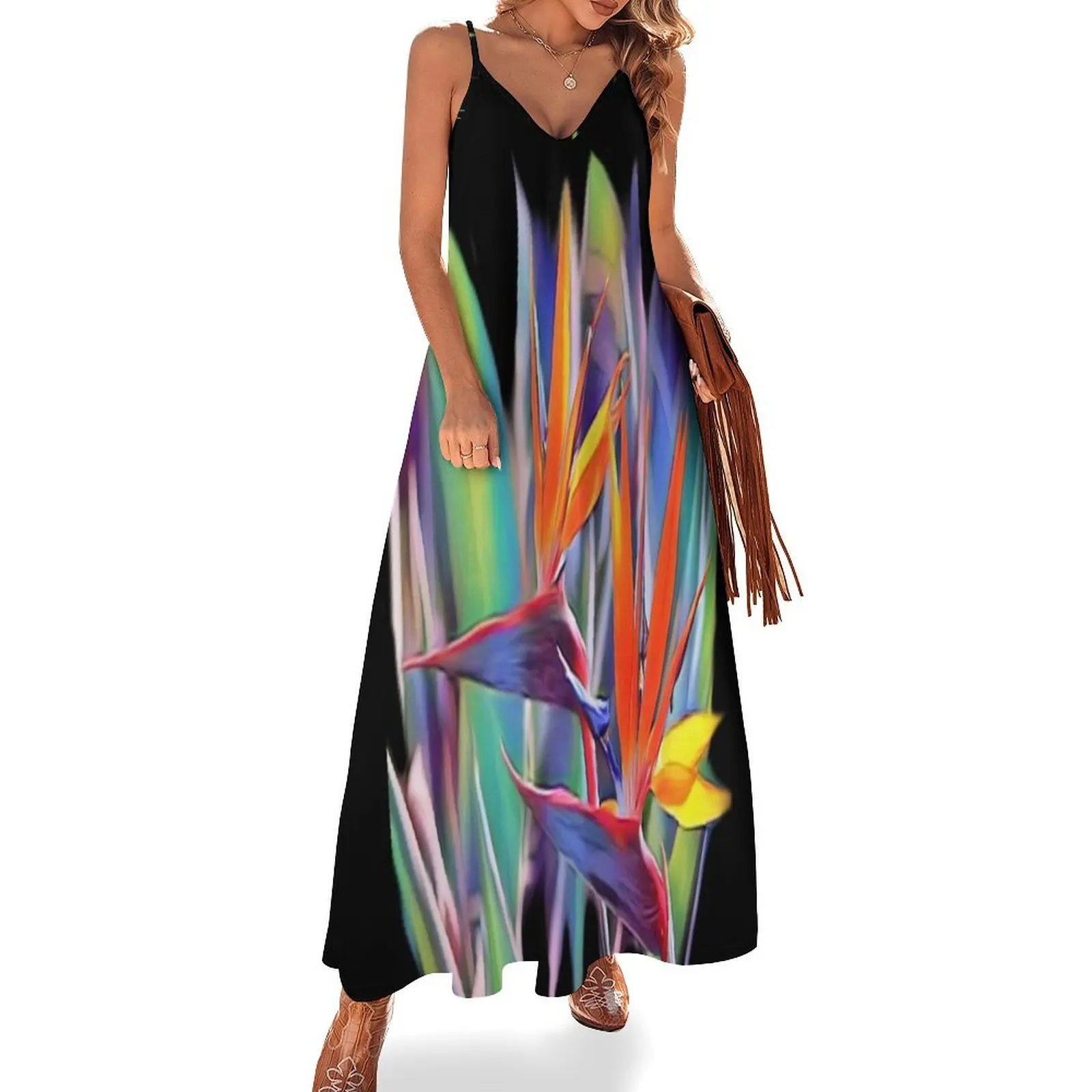 

Bold Bird of Paradise Graphic Sleeveless Dress women's luxury party dress evening dress ladies