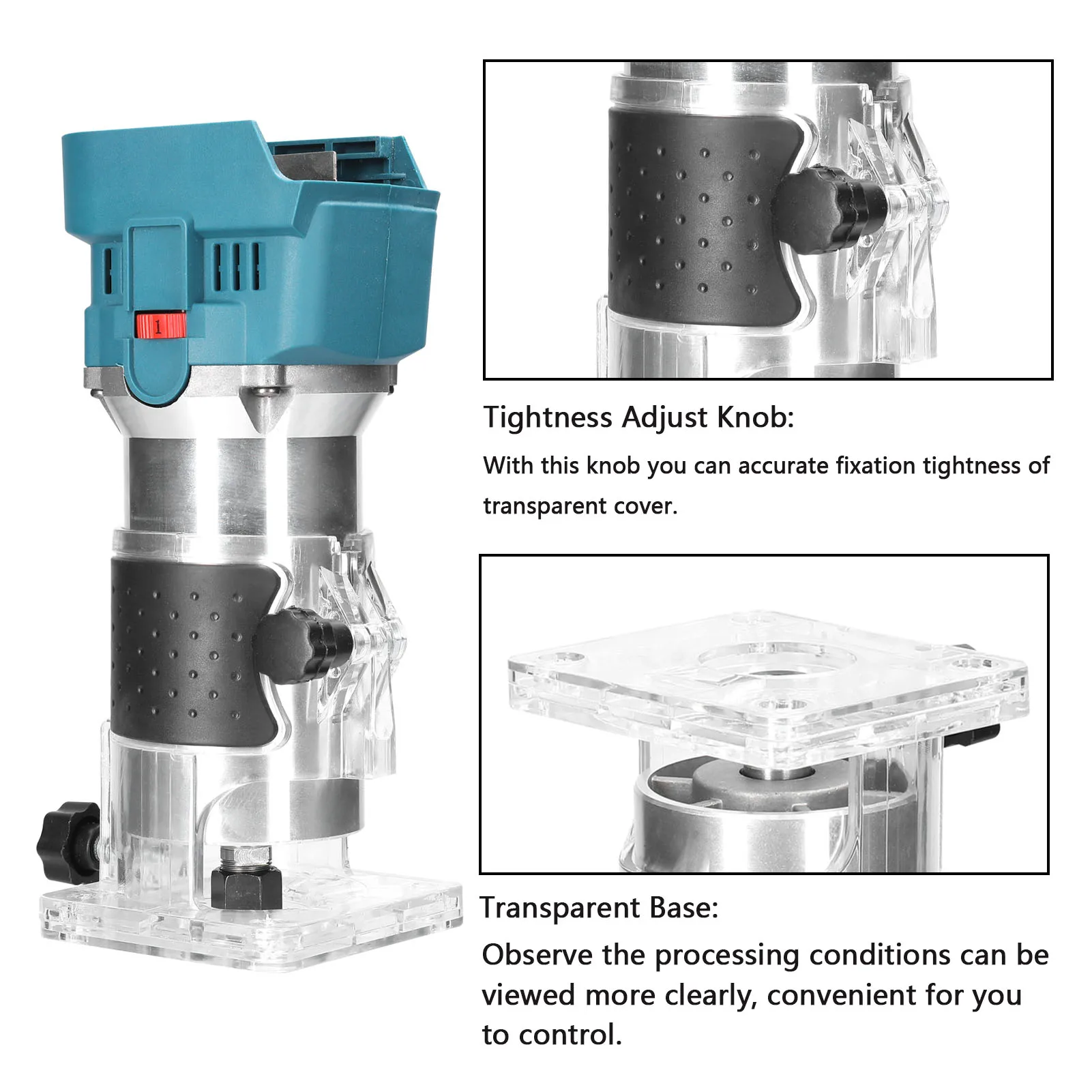 21V Cordless Electric Trimmer Adjustable Wood Milling Trimming Engraving Slotting Machine Woodworking Router Power Tool wood router