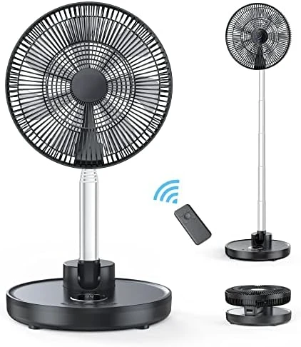 

Oscillating Standing Fan 12\u201D Foldable Portable Quiet Floor Fan 12000mAh Rechargeable Pedestal Fan with Remote, Timer Settin