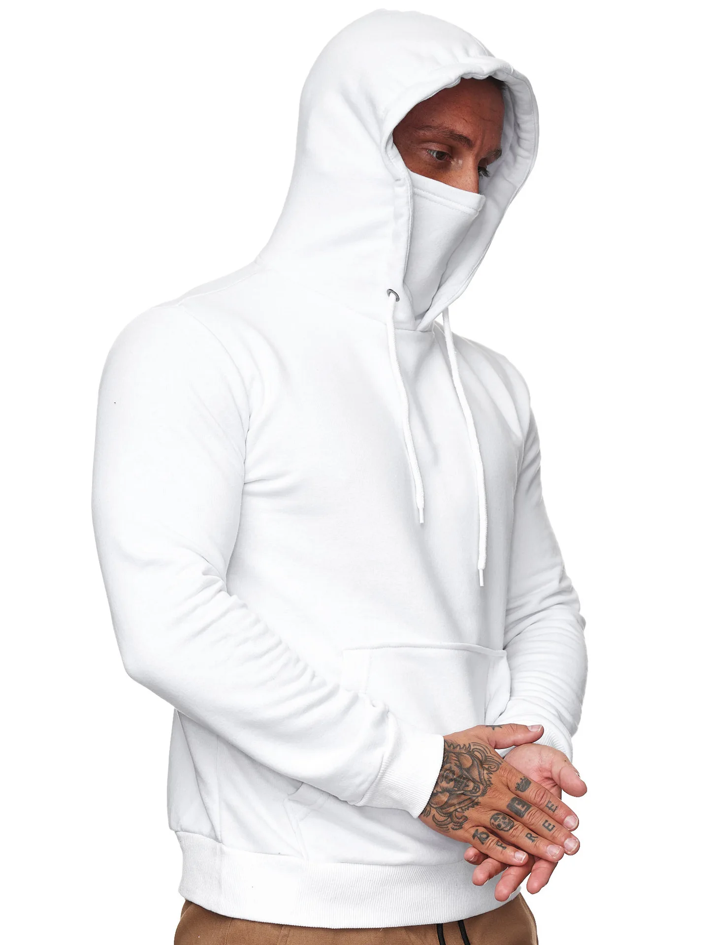 Hoodies Sweatshirts Men's Slim Hooded Sweatshirt with Mask Large Pocket Long Sleeve Pullover Men Tops Cosplay Clothing