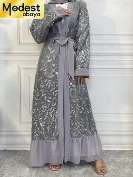 Modest Abaya Ramadan Femme Musulmane Embroidery Kimono Turkey Kaftan Islamic Clothing Muslim For Women Cardigan Caftan Robe