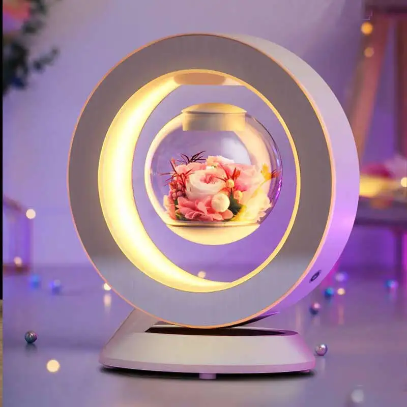 Table Top Decorative Lamp Eternal Flower Maglev Table Lamp Gift Box
