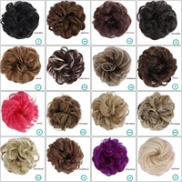 Allaosify Chignon synthétique femme naturel bouclé désordre Chignon postiches Extensions de cheveux rose rouge noir Chignon avec élastique 5