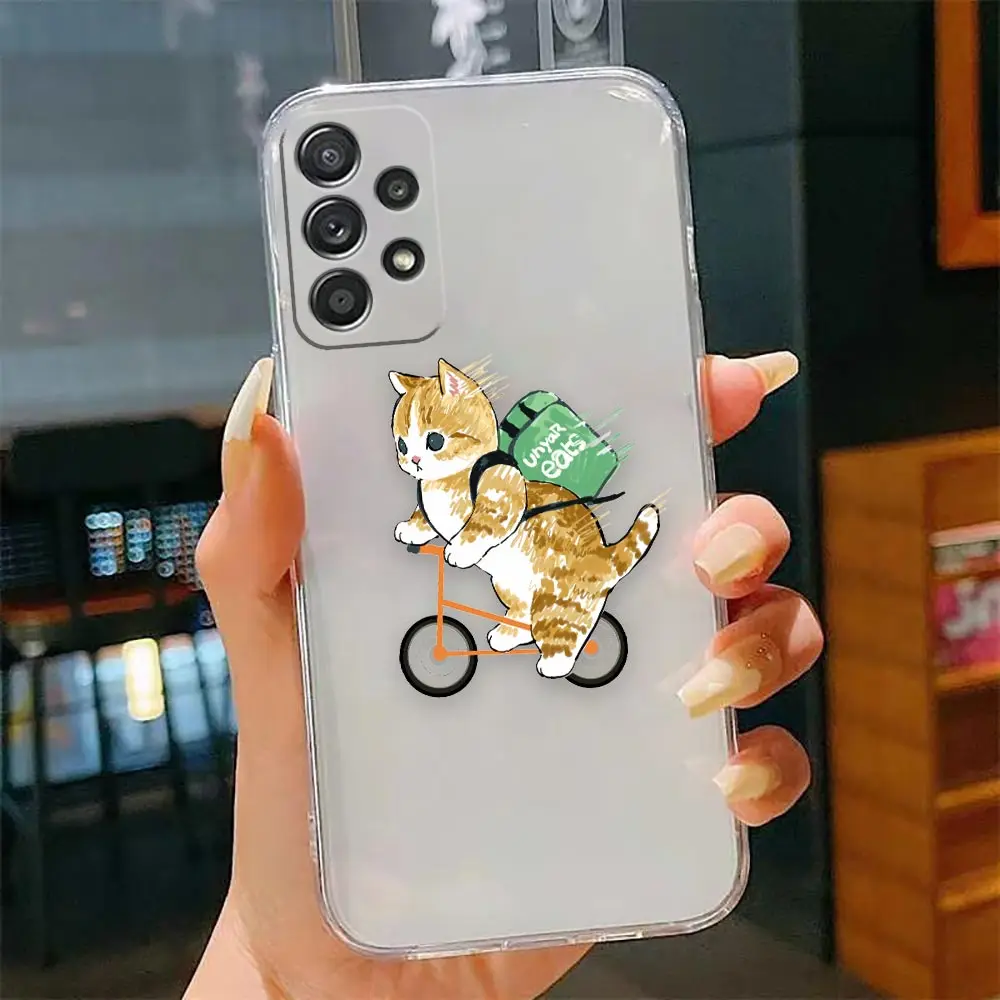 thumbnail image 1 of Clear Case For Samsung Galaxy A13 A20 A20S A21S A22 A23 A31 A32 A42 A50 A51 A52 A53 A71 4G 5G Case Cute Cat Cartoon Illustration, 1 of 5