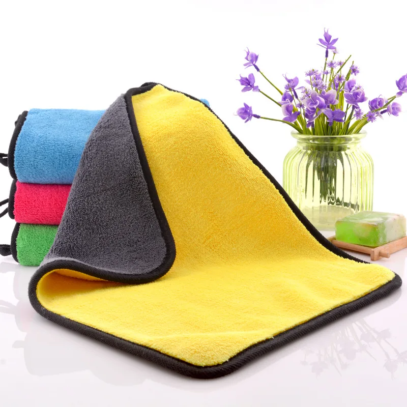 

1pcs 30×40cm Microfiber double-layer thickened car towel car cleaning towel absorbs water without shedding hair