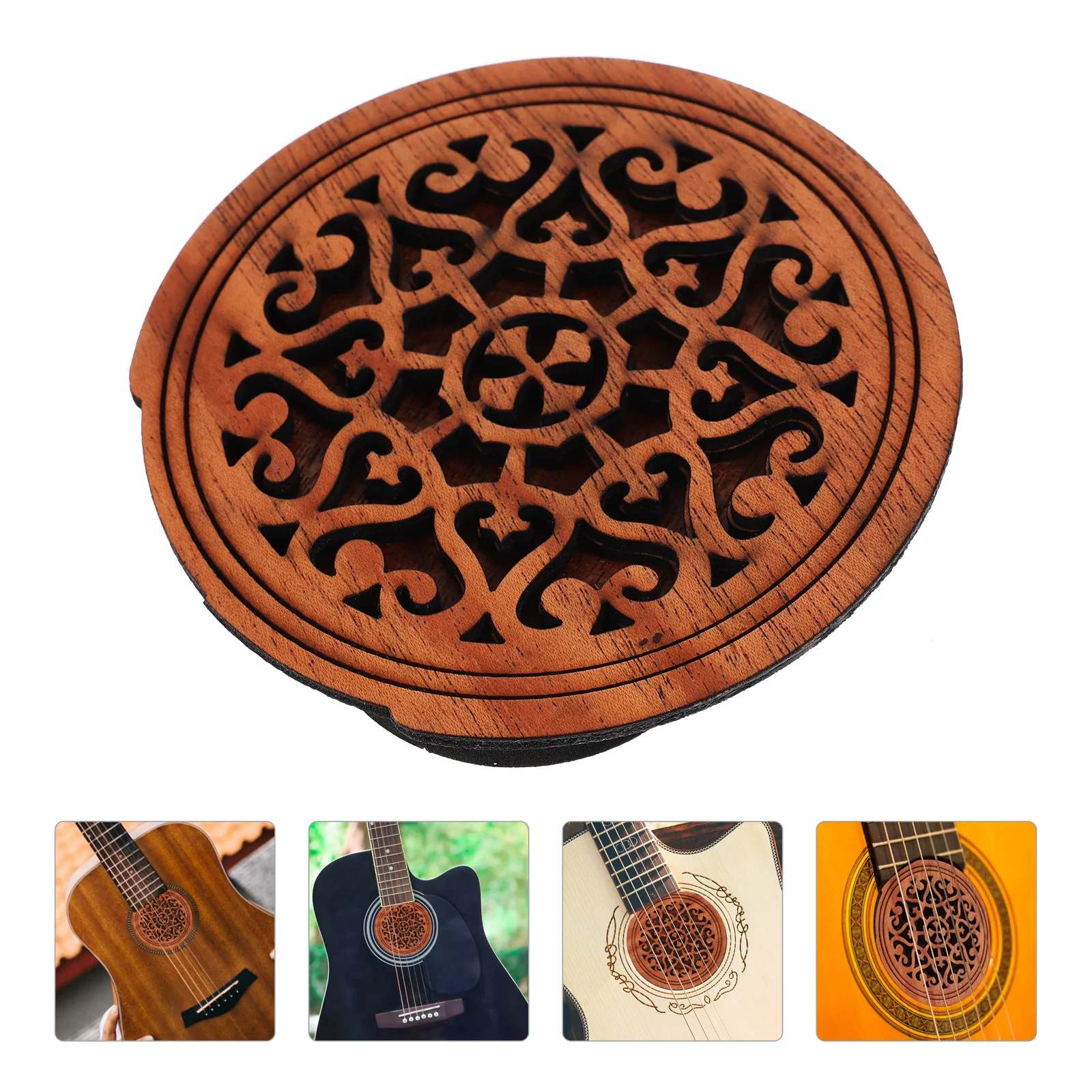 

Guitar Sound Hole Cover Feedback Reducer Wooden Soundhole Screen Parts Muter Insert Covers for Guitars Resonator