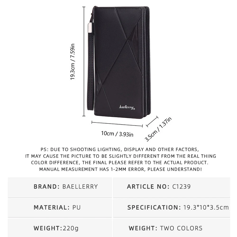 Baellerry Global Business Wallet Long RFId Safe Phone Storage Wrist Strap Triple Zipper Corporate Gift