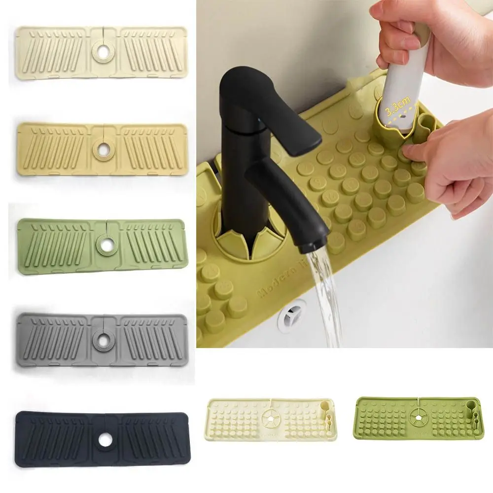 

Silicone Faucet Mat Sink Splash Guard Faucet Drainage Pad Thicken Drying Pads Kitchen Bathroom Countertop Protection Mats