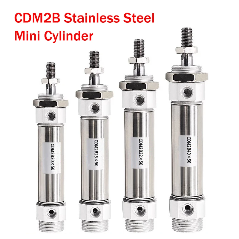 CDM2B16/20/25/32/40 Series สแตนเลสสตีลแหวนแม่เหล็ก 25-300 มม.Double Acting MINI PNEUMATIC Air กระบอก 1