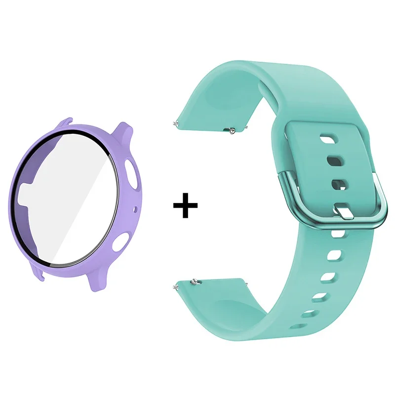 Premium Accessory Bundle: Glass Case, Strap, and Screen Protector with 20mm Watch Bands and PC+Bumper Cover