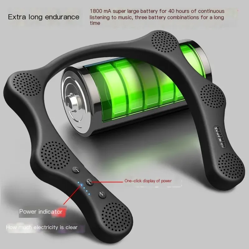 6 Loudspeakers Hang Neck Style Bluetooth Speaker HIFI Stereo for Sporting Running