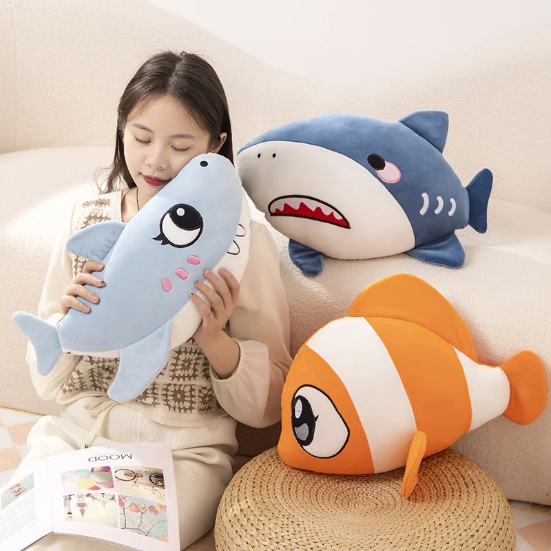 Kawaii Anime Whale Clownfish Plush Toy Cartoon Stuffed Animals Shark  Plushies Pillow Cushion Soft Kids Toys for Girls RoomDecor