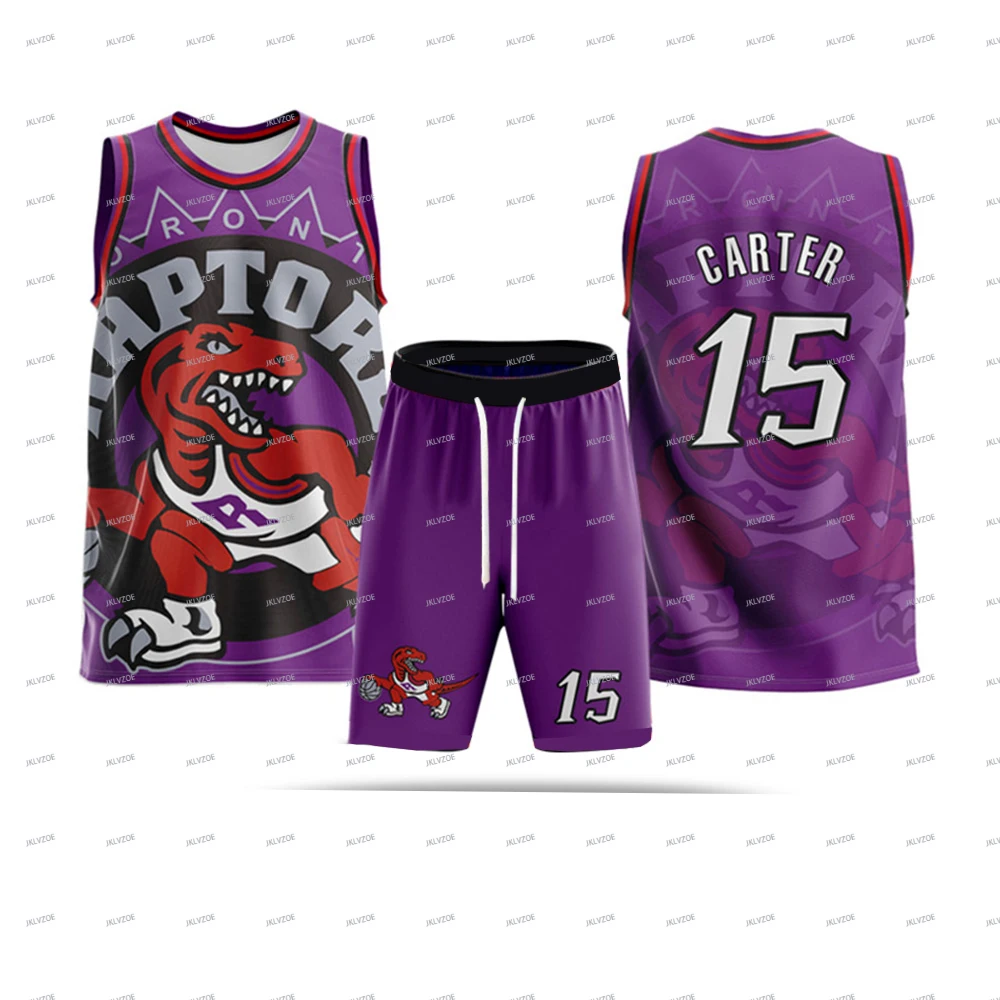 New Summer Men's Sports Vest Set Sleeveless Vest And Shorts Raptors Basketball Jersey NO.15 Carter Jersey Two-Piece Jersey 3
