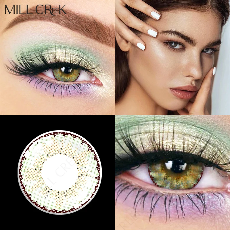 A Pair of Annual Color Contact Lenses Natural Color Lenses for Eye Use Lady Student Lens Box Color Cosmetics Shipping Free