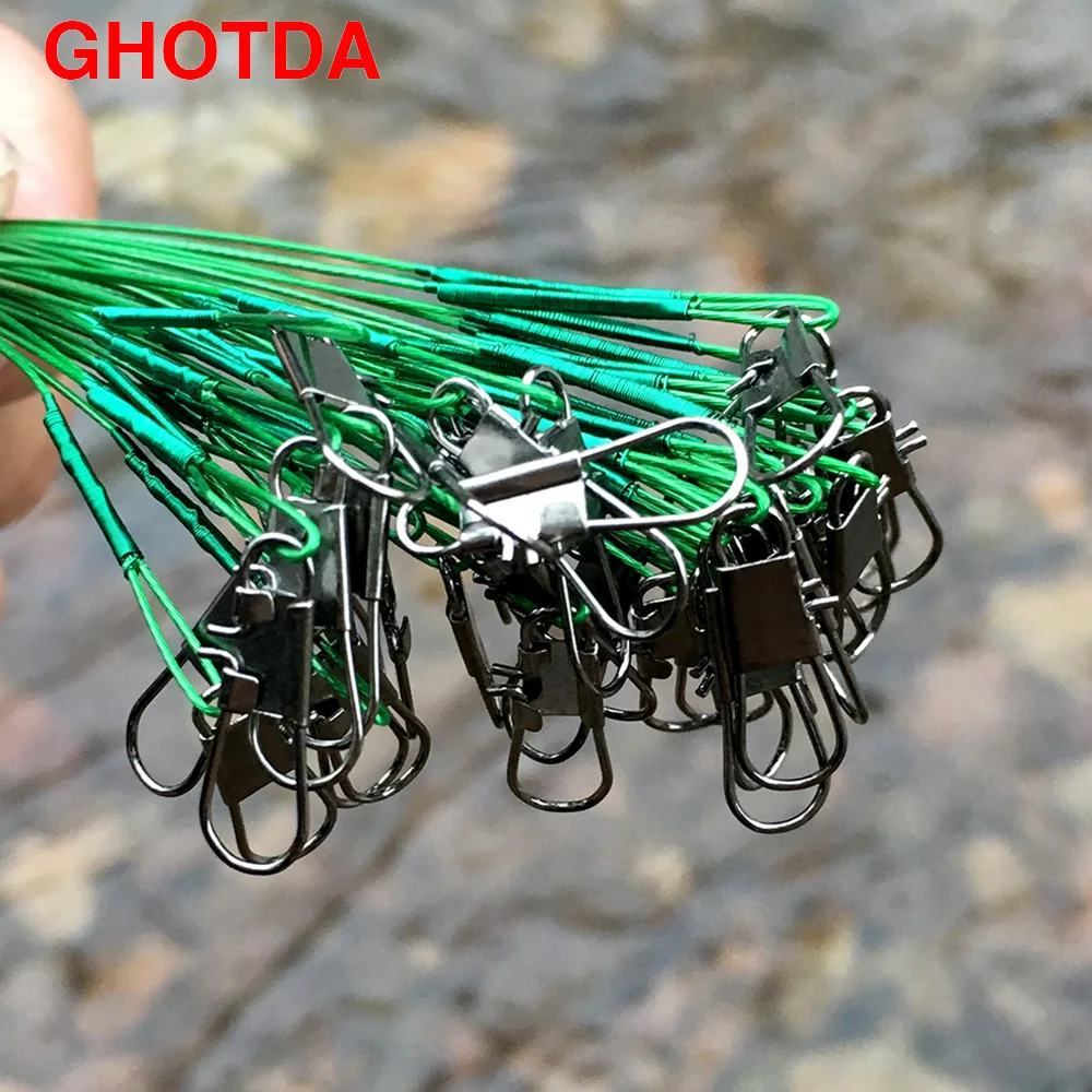 60pcs 15/20/25cm  Anti Bite Steel Fishing Line Titanium Steel Wire Fishing Leader with Swivel Fishing Lure Accessories Pike Bass 6
