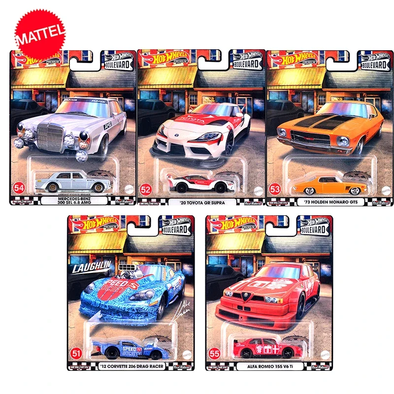 Original Hot Wheels Car Boulevard Diecast 1/64 Premium Race Toyota Gs Supra Benz Voiture Model Toys For Kids Boys Birthday Gift