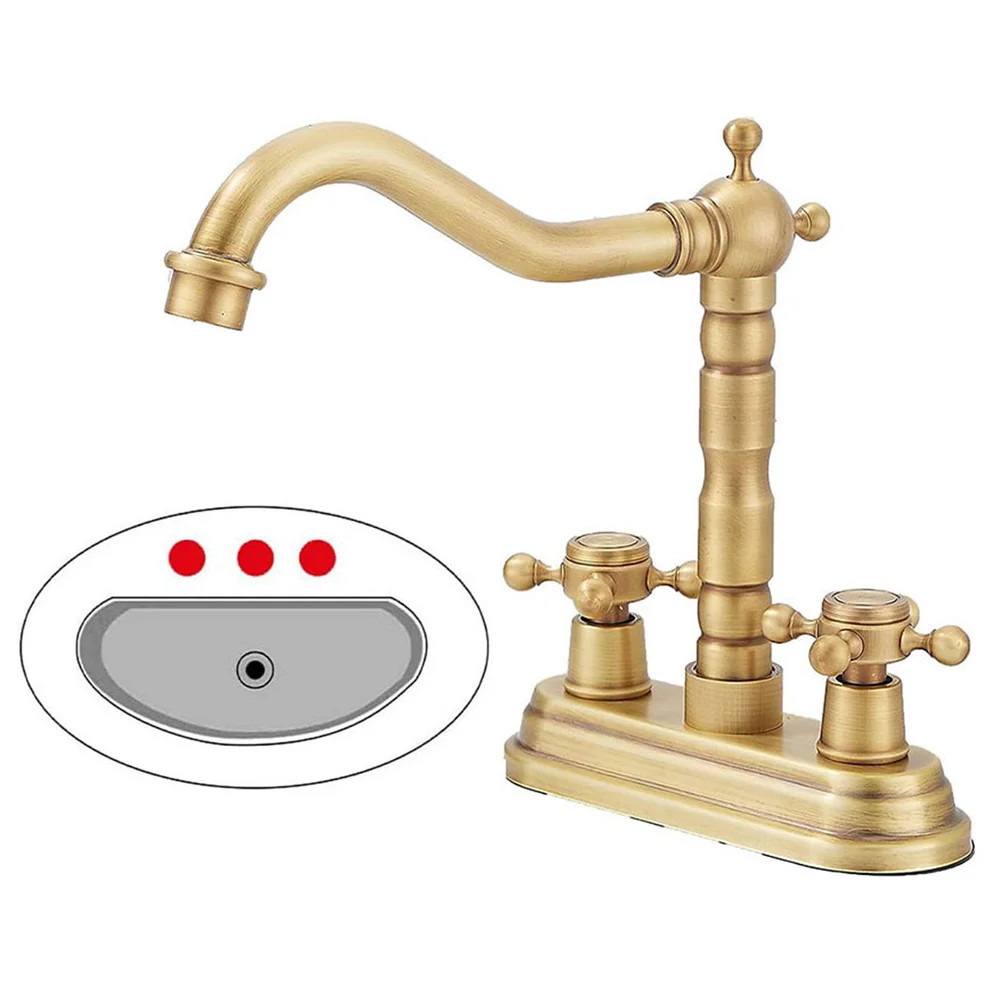 

Sink Faucet Basin Faucet 15.2*20*17.5cm 2-Handle Antique Brass Bath Sinks Tap For Home Garden Bath Bathroom Faucet