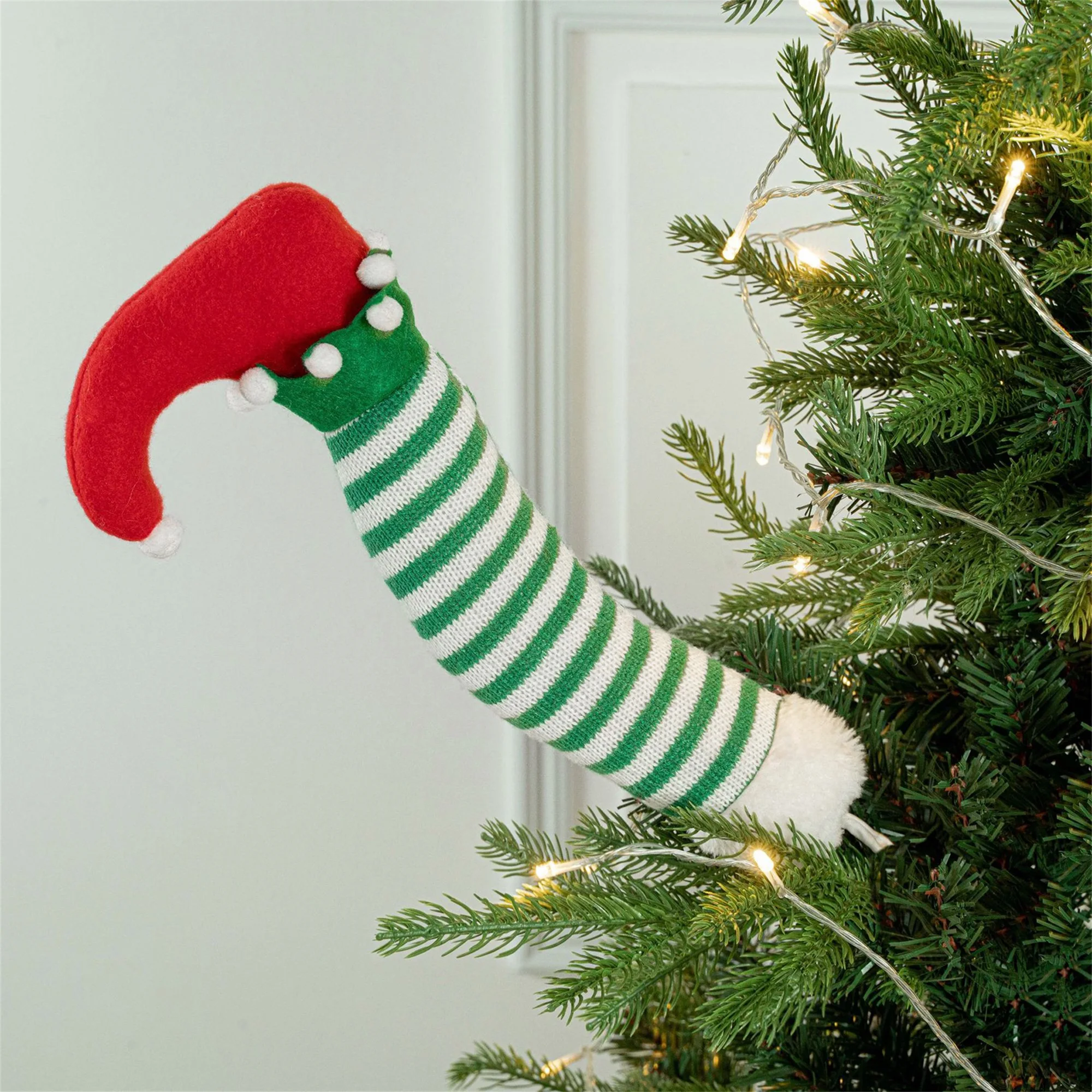 Glittery Elf Hat and Shoes Christmas Tree Decorations for Festive Holiday Display with Sparkling Charm