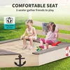 Sandbox with Cover Wooden Sandbox with Storage Bench Seat Sink Outdoor SandBox for Backyard Garden Sand Boxes Sandpit Light Wood 2