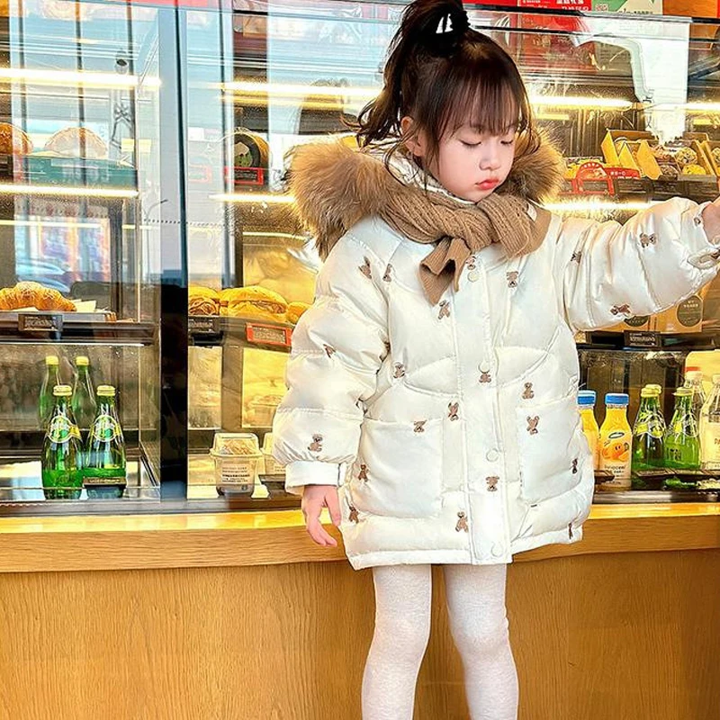 Girls Down Cotton Coat Children's Hooded Collar Winter Snowsuit CH15